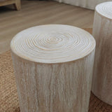 Set of 3 Whitewash Wood Coffee Table with clear and visible tree rings W2729P209831