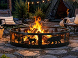 40in Fire Ring, Bear Pattern, Round, Iron 77366854