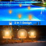 ZNTS 2Pcs Solar Floating Pool Lights Solar Flame Stake Lights IP67 Waterproof Outdoor Globe Ball Lights 49920595