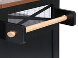 K&K 46.5'' Farmhouse Kitchen Island with Drape of Beads, Power Outlet, Rolling Kitchen Cart on N707P254872B