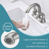 Bathroom Faucet 2-Handle Brushed Nickel with Aerator, Swan Style 4-inch Centerset Vanity Sink with T3177P277547