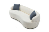 Mid Century Modern Curved Sofa, 3 Seat Cloud couch Boucle sofa Fabric Couch for Living Room, W87642013