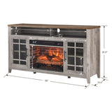 ZNTS 55 inch TV Media Stand with Electric Fireplace KD Inserts Heater,Gray Wash Color 39257647