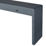 TREXM Curved Table with Storage, Wooden Entryway Table with 2 Drawers, Farmhouse Rustic N715P244723M