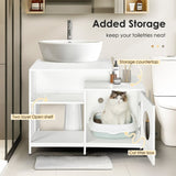 Cat litter box enclosure for bathroom, Hidden Litter Pet Washroom with Divider, Indoor Cat House for 03083383