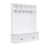 ON-TREND Elegant Wide Hall Tree with 5 Hooks, Versatile Entryway Lift Top Storage Bench with 2 N721P234409K