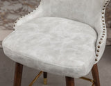 Nevis Mid-century Modern Faux Leather Tufted Nailhead Trim Counter Stool Set of 2, Off-White T2574P165099
