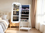 Full-Length Mirror Jewelry Cabinet, 3-in-1 Standing/Over-the-Door/Wall-Mounted Jewelry Armoire with 50046552