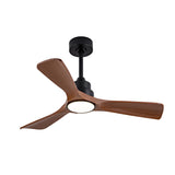 Hot sales 42 Inch Modern Black Ceiling Fan With Light 3 Solid Wood Blades Remote Control Reversible W2991P338643