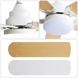 Energy Saving 42 Inch Ceiling Fan 5 Blades Noiseless Reversible Dc Motor Remote Control With Led W934P200086