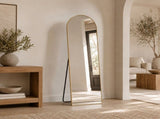 56"x15" Arched Full Length Mirror Freestanding Full Body Floor Mirror, Gold 59953652