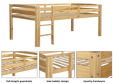 Twin Wood Loft Bed Low Loft Beds with Ladder,Twin,Walnut N708P340482D