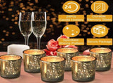 24 Pack Mercury Glass Votive Candle Holders, Gold Silver Speckled Tealight Candle Cups for Wedding, 58532417