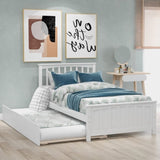 Twin size Platform Bed with Trundle, White WF195106AAK