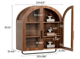 Arched Ceiling 2 Glass Doors 3 Shelves Bathroom Vanity MDF Melamine-Faced Bathroom Vanity with Towel 72083744