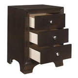Brown Cherry Finish 3-Drawers Nightstand with 2 USB Ports Transitional Bedroom Furniture 1pc Bedside B011P172001