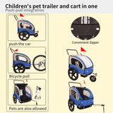 ZNTS 2-in-1 Double 2 Seat Bicycle Bike Trailer Jogger Stroller for Kids Children Foldable Collapsible W1364133905