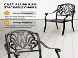 Patio Chairs Set of 2 - Stackable Outdoor Cast Aluminum Dining Chairs with Vintage Black Finish and 95547480