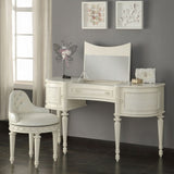 ZNTS Ivory Swivel Vanity Chair with Tufted Back B062P209153