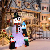 ZNTS 6ft With 3 Penguins, 4 Light Strings, 1 Colorful Rotating Light, Inflatable, Garden Snowman 98246671