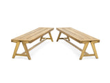 Outdoor Dining Benches , Contemporary Acacia Wood Patio Bench with Teak Finish N770P358871T