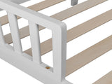 Wooden Baby Toddler Bed Children Bedroom Furniture with Safety Guardrails White 78395251