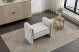031-Teddy Fabric Single Bench Shoe Bench Makeup Bench For Bedroom Indoor,Ivory W527122003