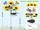 4Pack Solar Sunflower Garden Stake Lights, 3 Sunflower Heads & Butterfly Decor, Warm White LED with 19052995