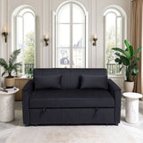 Sleeper Sofa Bed, 3-in-1 Velvet Pull Out Couch with Armrests, Storage Pockets and 2 Pillows, W3138P281569