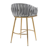 26'' Counter height bar stools Set of 2,velvet kitchen island counter bar stool with hand- wave W2215P147901