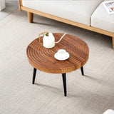 Natural Wood Grain Texture Round Coffee Table - Diameter 23.6 Inches.Exquisite Suction Molding W2920P226078