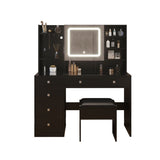 Pitted Particleboard With Triamine Coating, Tempered Glass Table Top, 5 Drawers, With Shelves, With 39652611