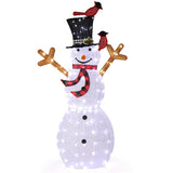 Lighted Snowman Christmas Yard Decorations, Pre-lit Snowman and Birds with 170 LED White Lights and 10981372