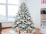 6ft Flocked Christmas Tree with 1100 Tips, Realistic PEPVC Snowy Hinged Tree with Metal Stand, Full 69670078