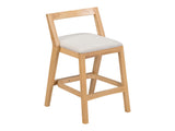 Jasper Indoor Rubberwood Barstool, Natural Finished and Beige Upholstery, Set of 2 N775P336213N