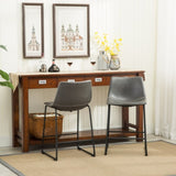 Lotusville Vintage PU Leather Counter Height Stools, Set of 2, Antique Grey T2574P164859