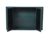 Army Green Wall-Mounted Bathroom Cabinet with Mirror, 2 Mirrored Doors & Open Shelf, Farmhouse Metal W3122P272875