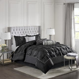 7 Piece Tufted Comforter Set Black Cal King B03596937
