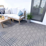ZNTS 30 PCS Interlocking Deck Tiles Checker Pattern, 12" x 12" Square Light Gray Acacia Hardwood Outdoor W68578772