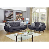 ZNTS 2 Piece Polyfiber Upholstered Sofa and Loveseat Set in Ash Black B01682328