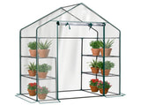 Mini Walk-In Greenhouse with PVC Cover, 4-Shelf Indoor Outdoor Garden Plant Shelves, Roll-Up Zipper 00416149