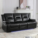 3 Seater Home Theater Recliner Manual Recliner Chair with a LED Light Strip Two Built-in Cup Holders WF323623AAB