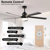 ZNTS 65 Inch Black Ceiling Fan with Light, 5-Blade Dimmable LED Ceiling Fan with Remote Control, Modern W1340P243907