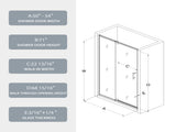 50-54" W x 71" H Piovt Swing Glass Shower Door,Pivot Frame Sliding Shower Door with 1/4" Clear W2122P199043