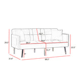 Cream White Velvet Futon Sofa Bed with Gold Metal Legs W58849088