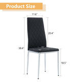 Grid armless high backrest dining chair, black chair and 6-piece set of electroplated metal legs, W1151107275