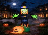 8FT Halloween Inflatable Witch and Pumpkin with Built-in LED Lights Pumpkin Blow Up Outdoor Yard 22995142