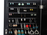 Non Full Mirror Wooden Floor Standing 4-Layer Shelf Jewelry Storage Adjustable Mirror Cabinet *Black 31653593