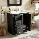 ZNTS 30'' Bathroom with Ceramic Sink Combo,Solid Wood Frame Bathroom Storage Cabinet, Freestanding N710P191970B