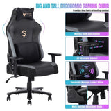 ZNTS Big and Tall Gaming Chair 400lbs Gaming Chair with Massage Lumbar Pillow, Headrest, 3D Armrest, W1521P175980